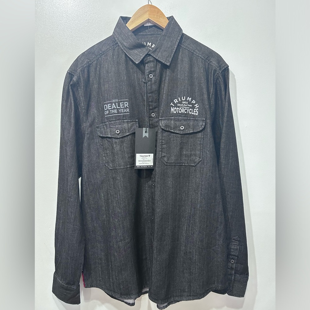 Triumph Motorcycles Cotton Denim Button Down Shirt “Dealer of the Year” Size‎ L